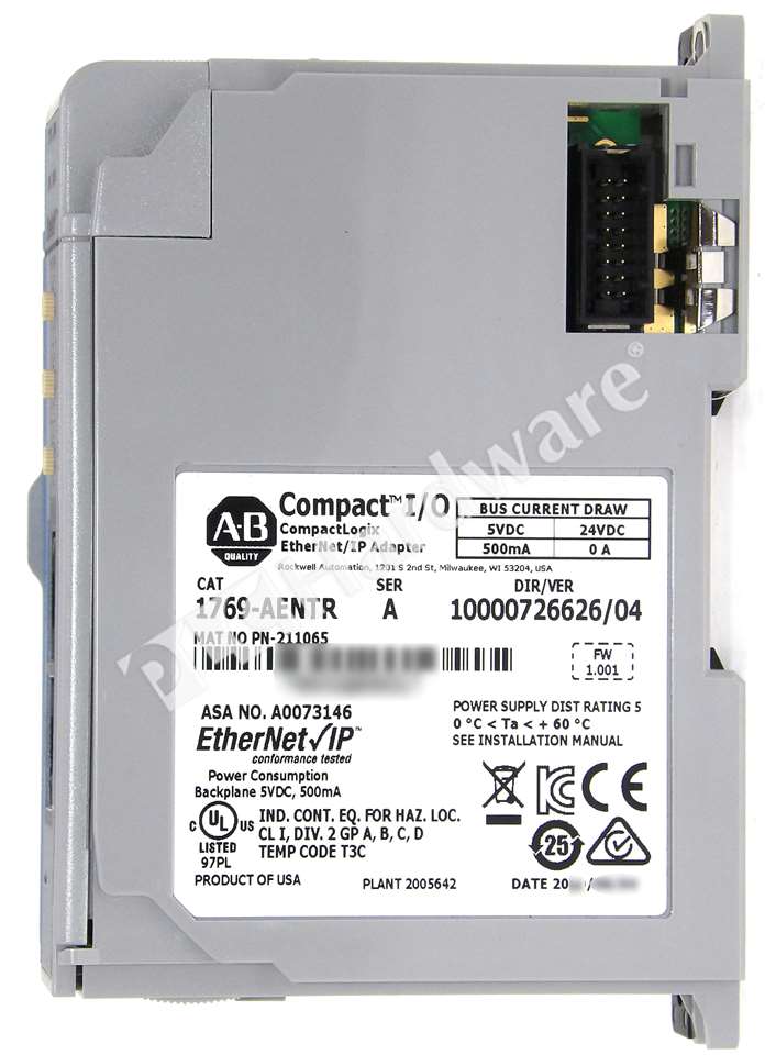 PLC Hardware: Allen-Bradley 1769-AENTR Compact I/O EtherNet/IP