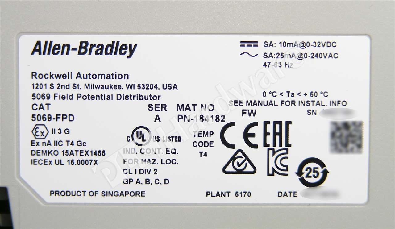 PLC Hardware - Allen Bradley 5069-FPD Series A, Surplus Open Pre-owned