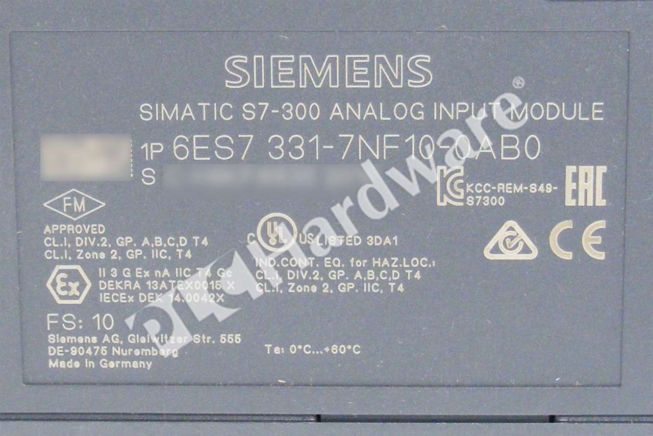 PLC Hardware - Siemens 6ES7331-7NF10-0AB0, Used PLCH Packaging