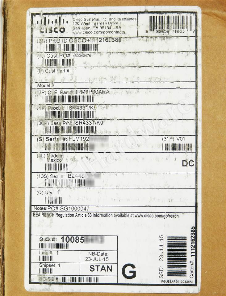 PLC Hardware - Cisco ISR4331/K9, New Surplus Sealed