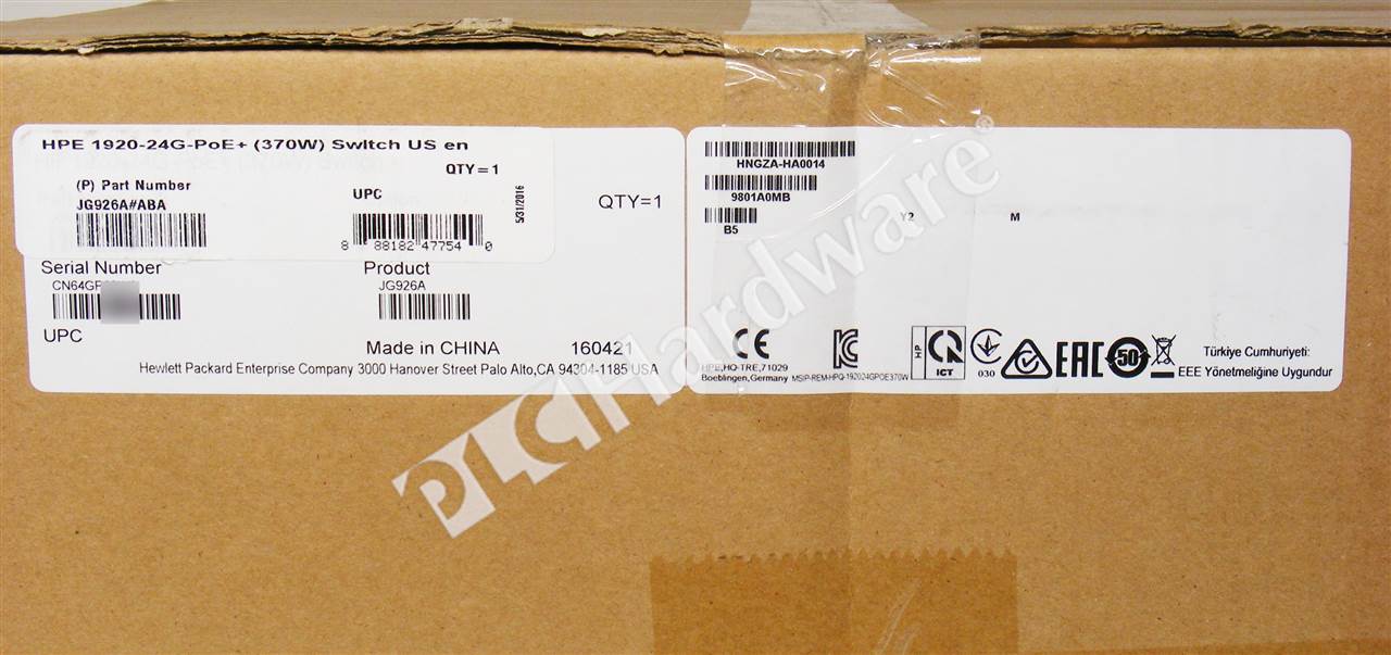 HP JG926A RACKABLE NETWORKING SWITCH 370 WATT OFFICE CONNECT 1920 SERIES