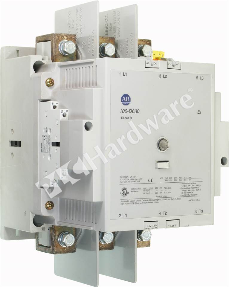 PLC Hardware: Allen-Bradley 100-D630ED11 Non-Reversing IEC Contactor, 630A