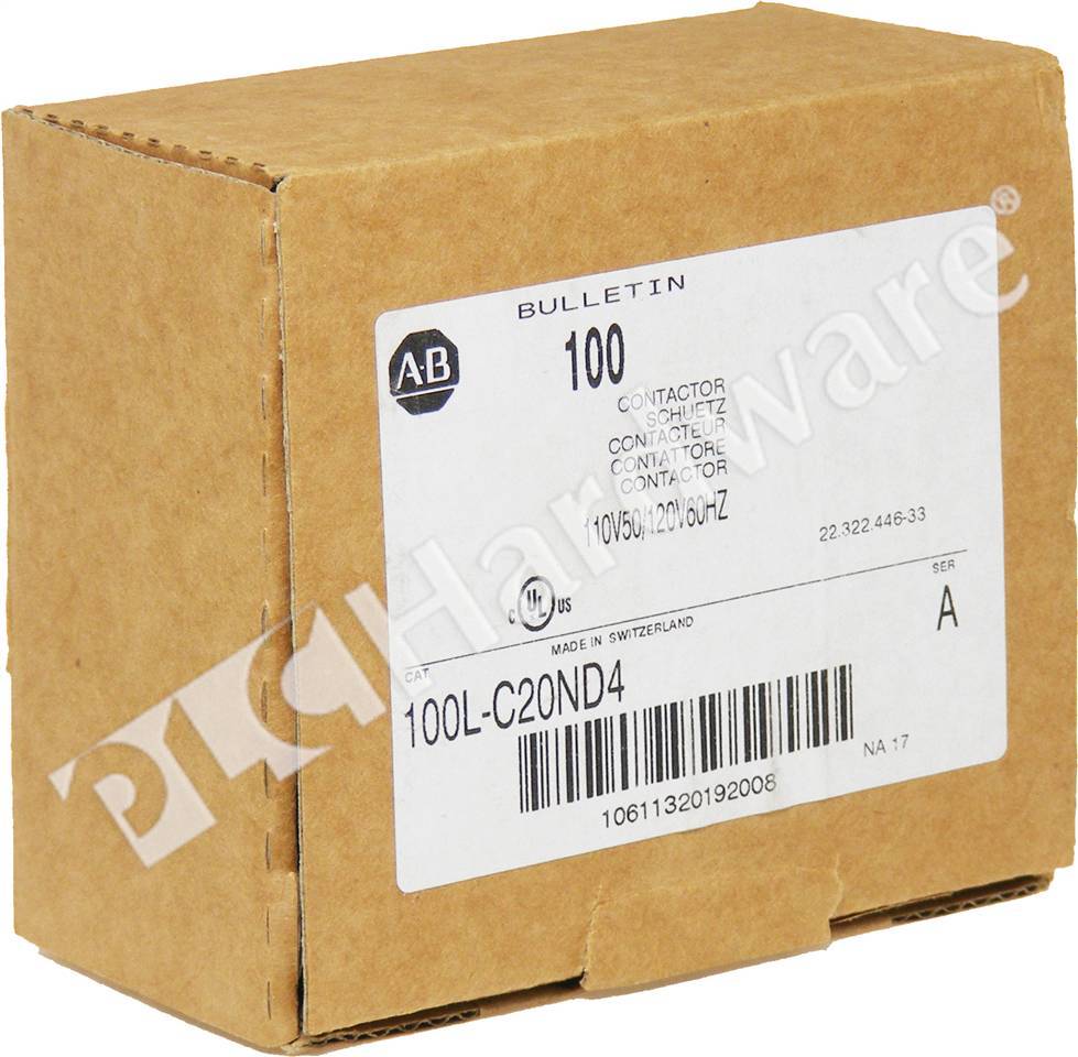 PLC Hardware: Allen-Bradley 100L-C20ND4 Lighting Contactor, 4P, 20A