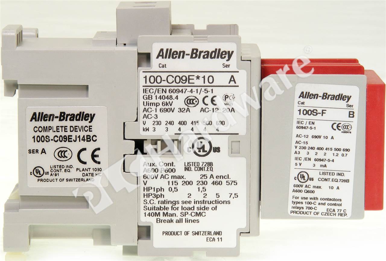 PLC Hardware: Allen-Bradley 100S-C09EJ14BC 100S-C Safety Contactor 9A 24VDC