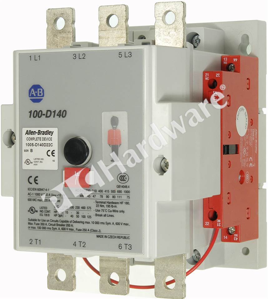 PLC Hardware: Allen-Bradley 100S-D140D22C Safety Contactor, IEC, 3P, 140A