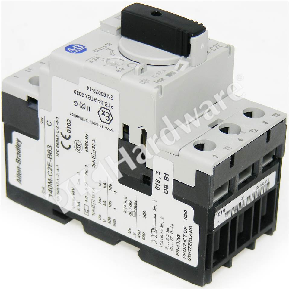 PLC Hardware: Allen-Bradley 140M-C2E-B63-KN Circuit Breaker, 4-6.3A