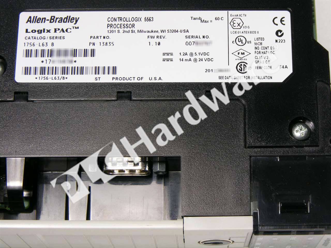 PLC Hardware: Allen-Bradley 1756-L63 ControlLogix Logix5563 Processor