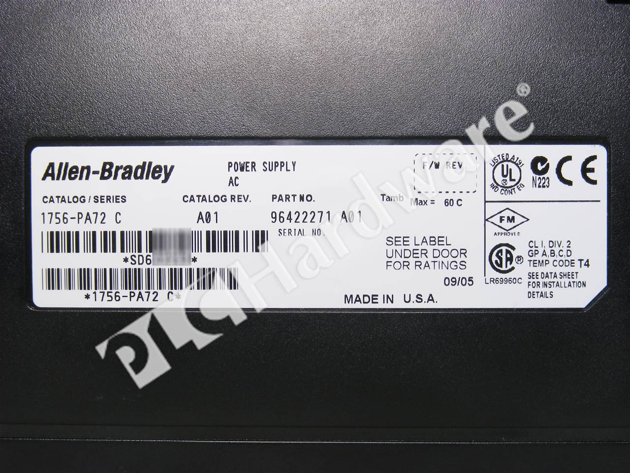 PLC Hardware: Allen-Bradley 1756-PA72 ControlLogix Power Supply 85