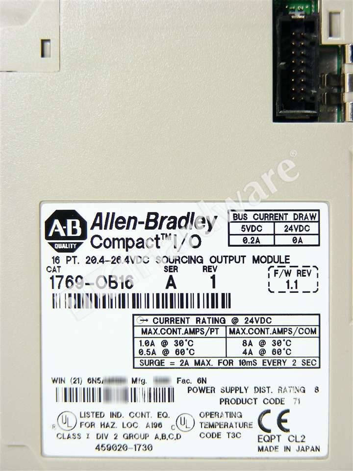 PLC Hardware - Allen Bradley 1769-OB16 Series A, Used PLCH Packaging