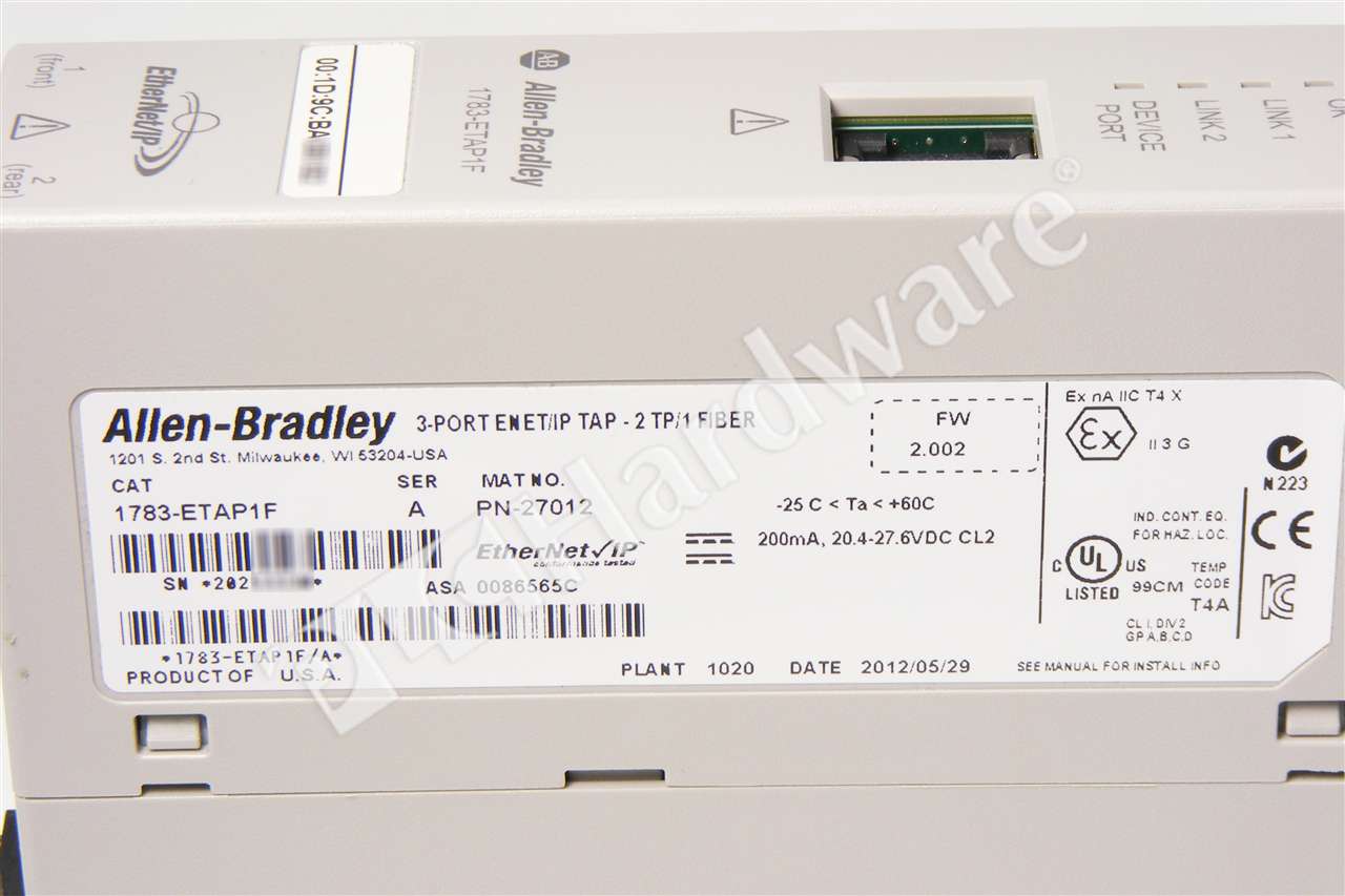 *NEW* Allen Bradley 1783-ETAP1F /A Mfg 2012 EtherNet/IP Tap w/ 100Base ...