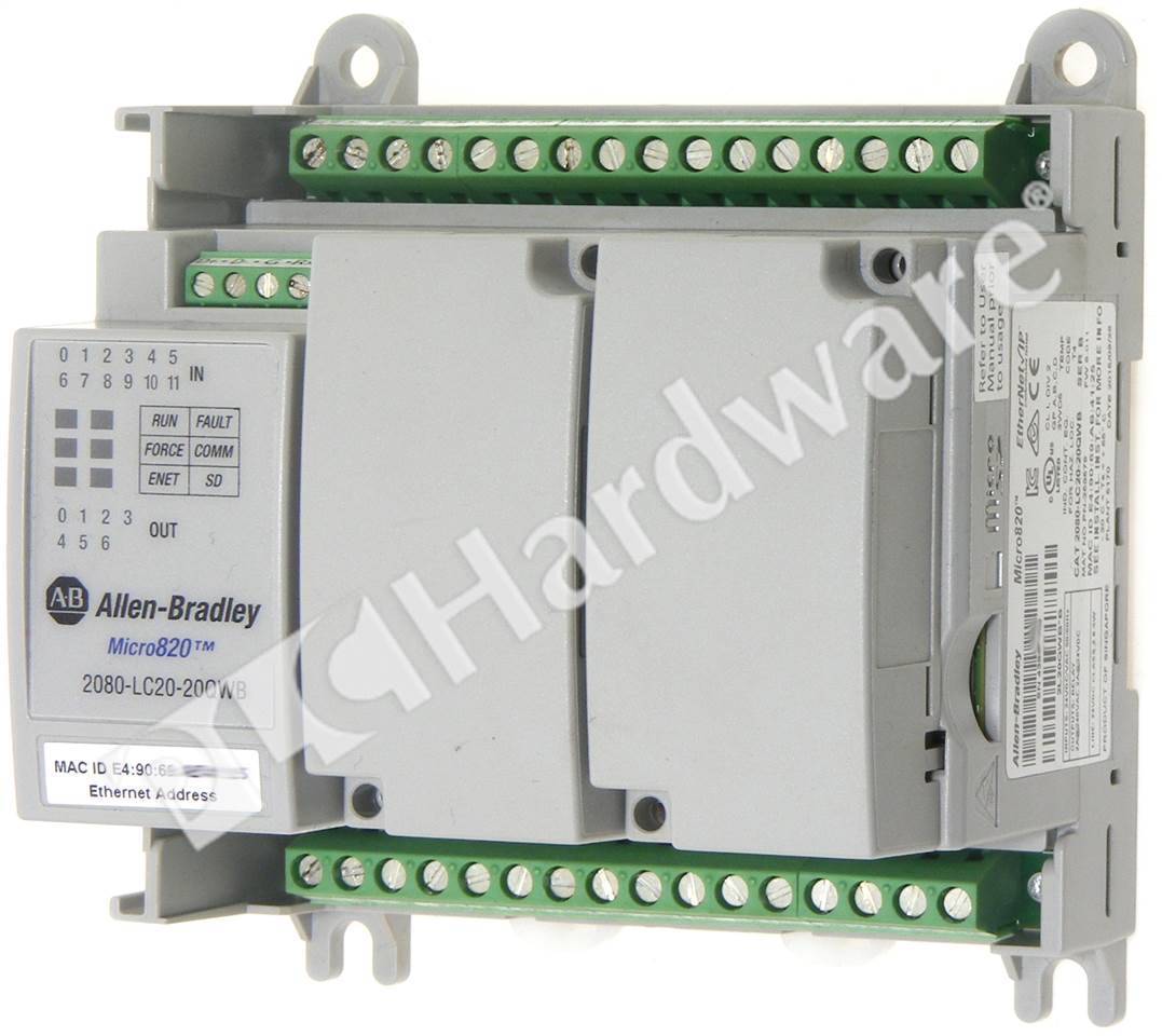 PLC Hardware: Allen-Bradley 2080-LC20-20QWB Micro820 Controller, 20-P, DC