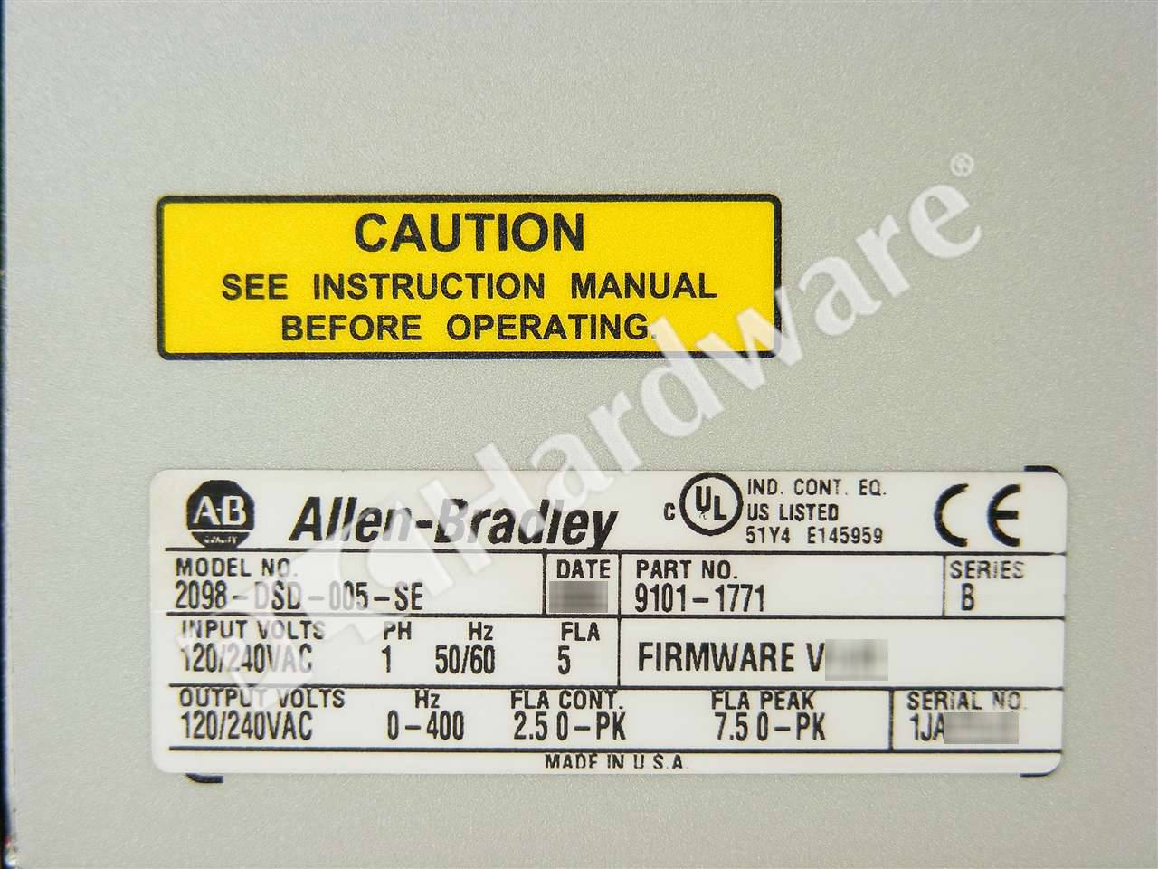 ◎生産終了品◎【1119】Allen-Bradley 2098-DSD-005-SE SERVO DRIVER