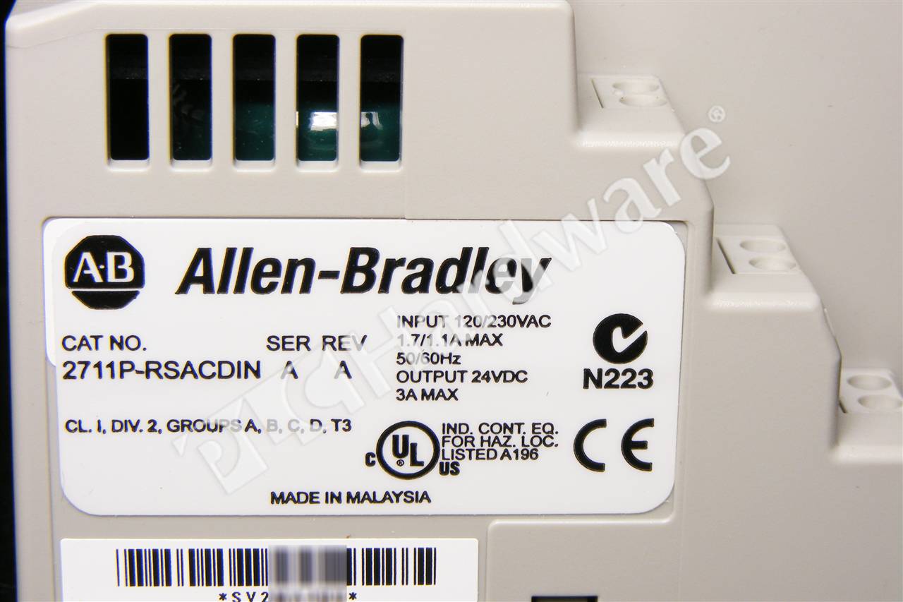 PLC Hardware: Allen-Bradley 2711P-RSACDIN PanelView Plus AC Power