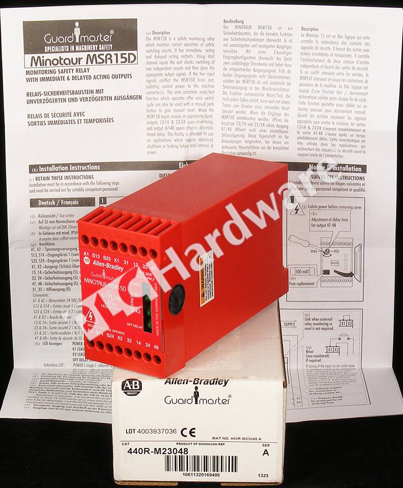 PLC Hardware: Allen-Bradley 440R-M23048 Safety Relay MSR15D Minotaur