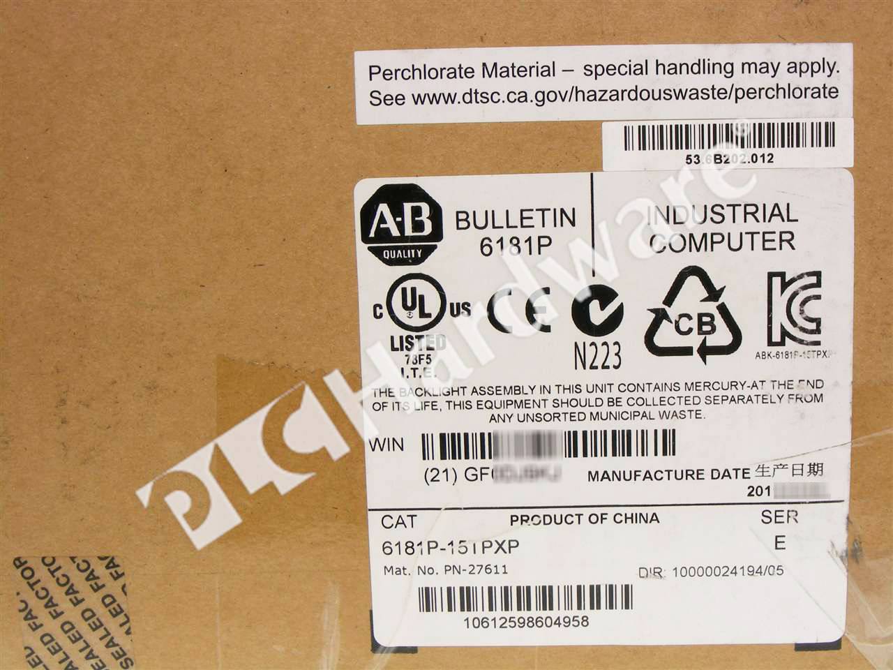 PLC Hardware: Allen-Bradley 6181P-15TPXP VersaView 1500P Display