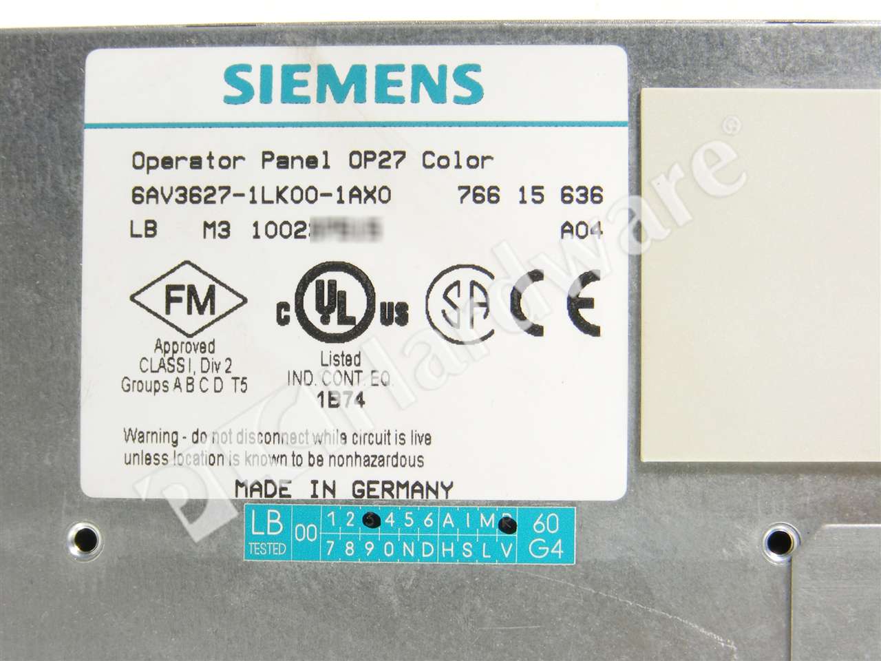 PLC Hardware: Siemens 6AV3627-1LK00-1AX0 SIMATIC OP27 Color Keypad