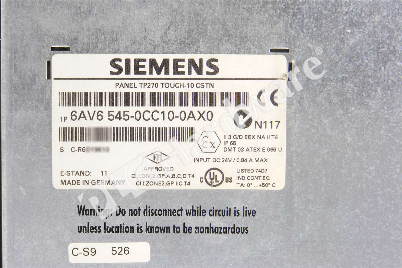 PLC Hardware: Siemens 6AV6545-0CC10-0AX0 SIMATIC TP 270 Touch