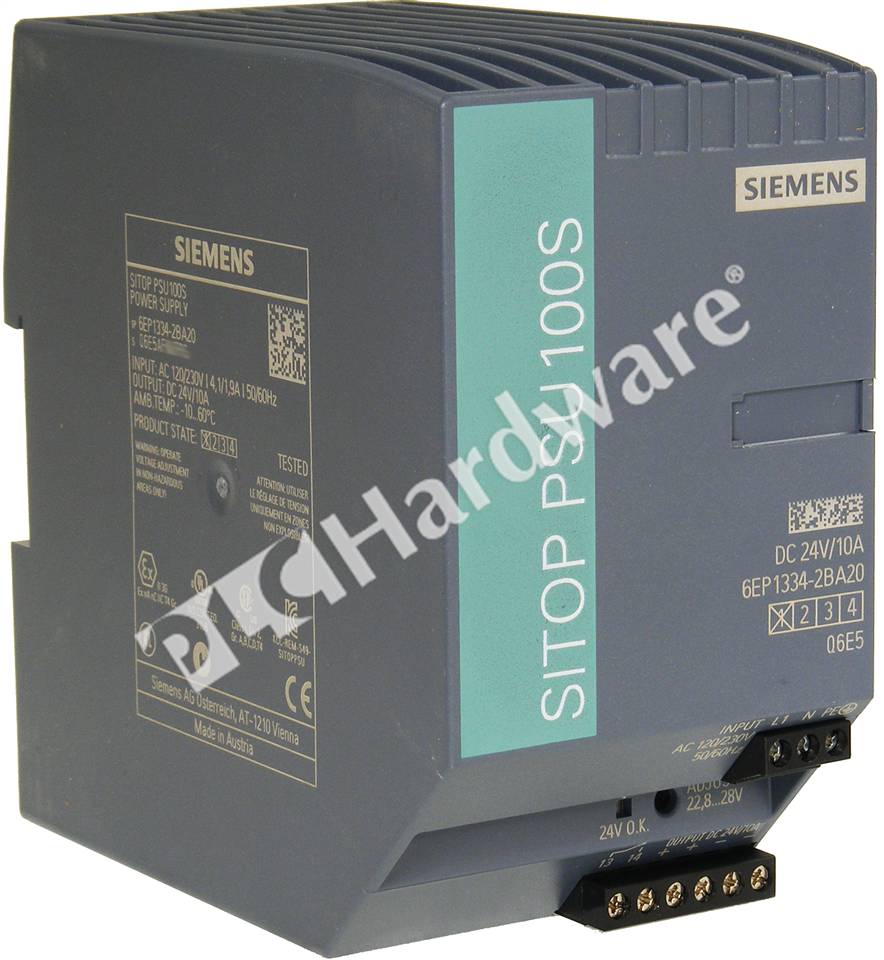 PLC Hardware: Siemens 6EP1334-2BA20 SITOP PSU100S Power Supply, 10A