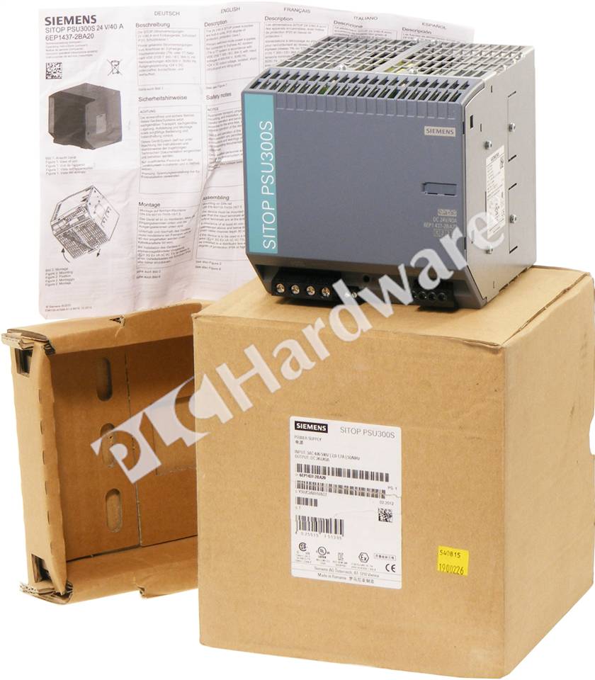 PLC Hardware: Siemens 6EP1437-2BA20 SITOP PCU300S Power Supply, AC