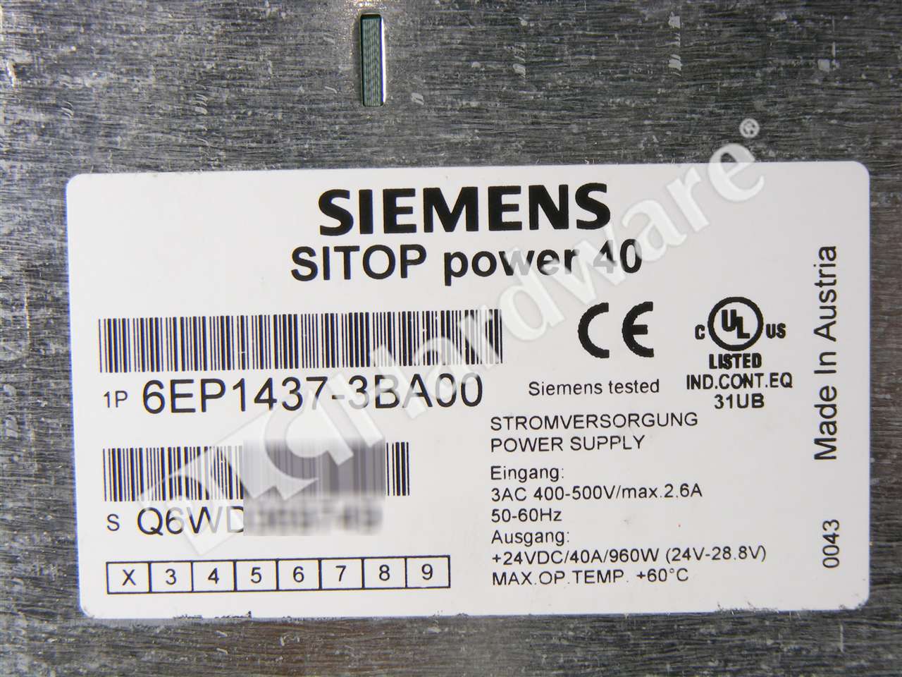 PLC Hardware - Siemens 6EP1437-3BA00, Used PLCH Packaging