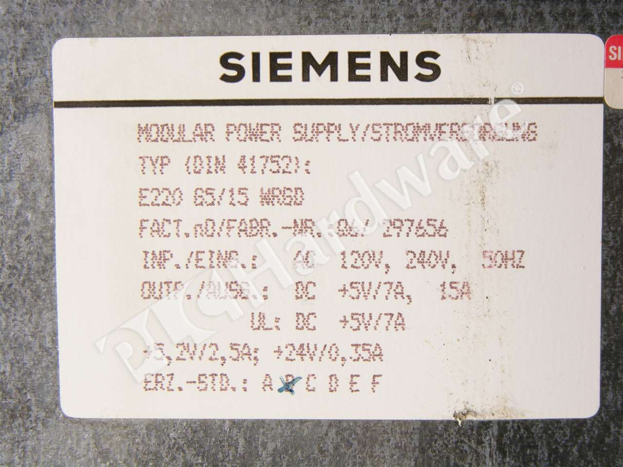 PLC Hardware: Siemens 6ES5951-7LD12 SIMATIC S5-115U/H PS 951 Power