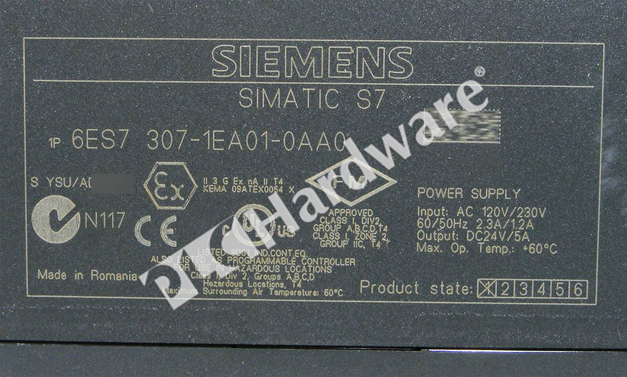 PLC Hardware: Siemens 6ES7307-1EA01-0AA0 SIMATIC S7-300 PS307