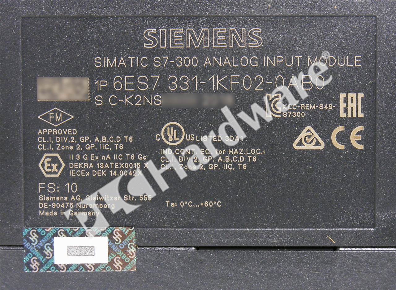 PLC Hardware: Siemens 6ES7 331-1KF02-0AB0 SIMATIC S7-300 SM 331