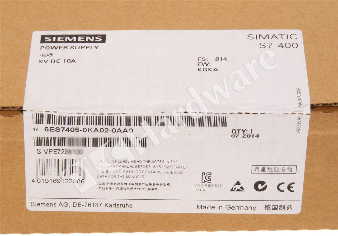 PLC Hardware: Siemens 6ES7405-0KA02-0AA0 SIMATIC S7-400 PS 405
