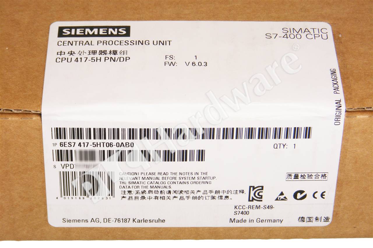 PLC Hardware: Siemens 6ES7417-5HT06-0AB0 SIMATIC S7-400 CPU417-5H MPI ...