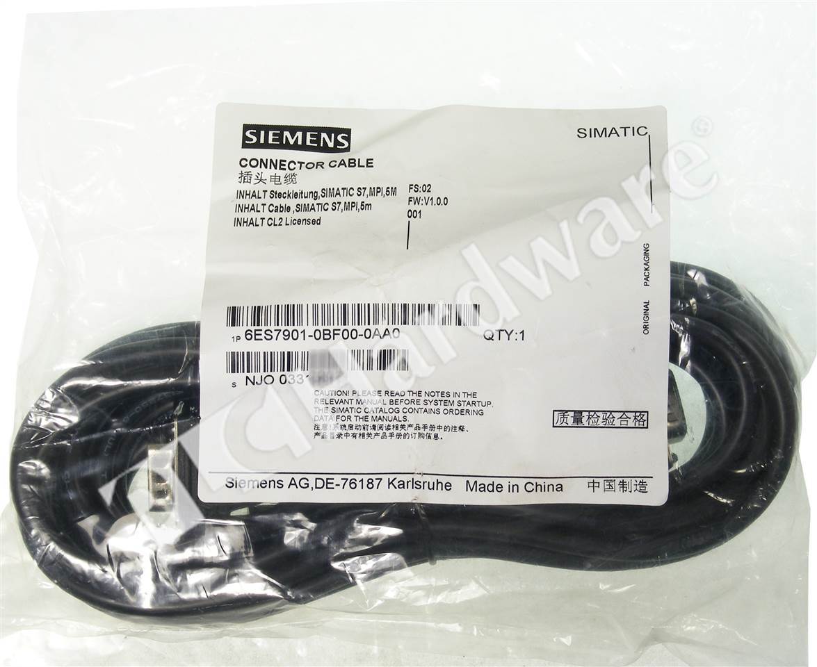 PLC Hardware: Siemens 6ES7901-0BF00-0AA0 SIMATIC S7 MPI Cable, 5m