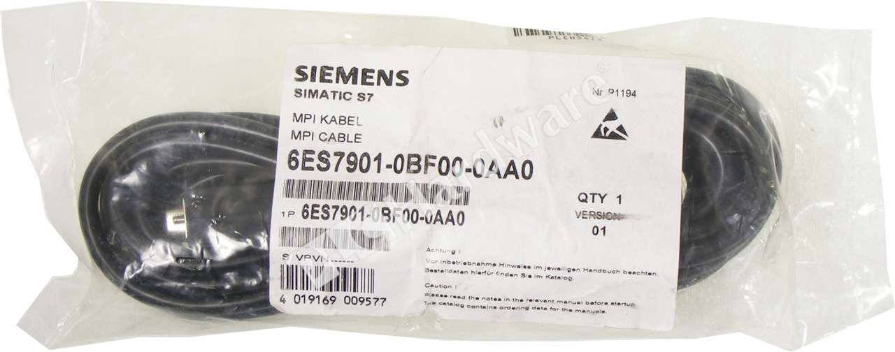 PLC Hardware: Siemens 6ES7901-0BF00-0AA0 SIMATIC S7 MPI Cable, 5m