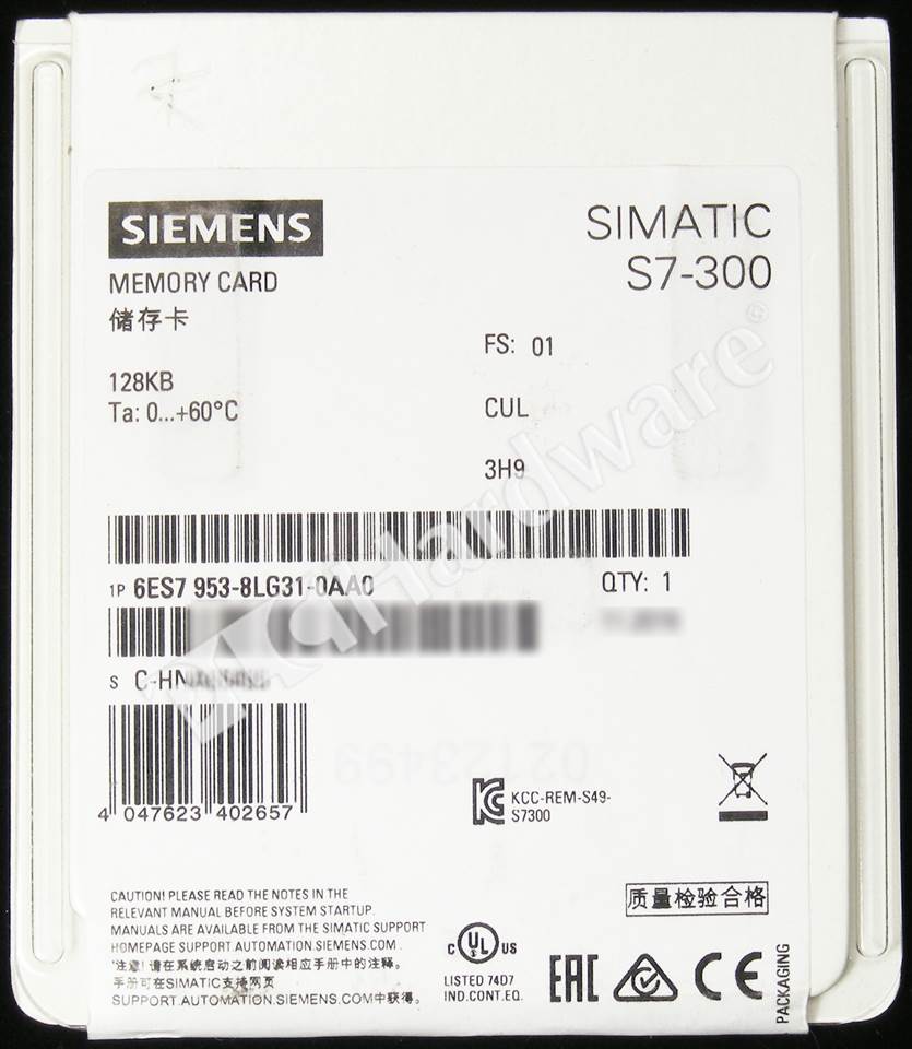 PLC Hardware: Siemens 6ES7953-8LG31-0AA0 SIMATIC S7 Micro Memory