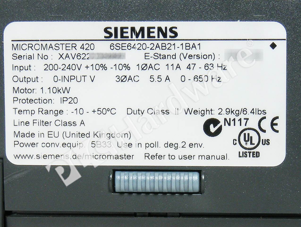 PLC Hardware - Siemens 6SE6420-2AB21-1BA1, Used PLCH Packaging