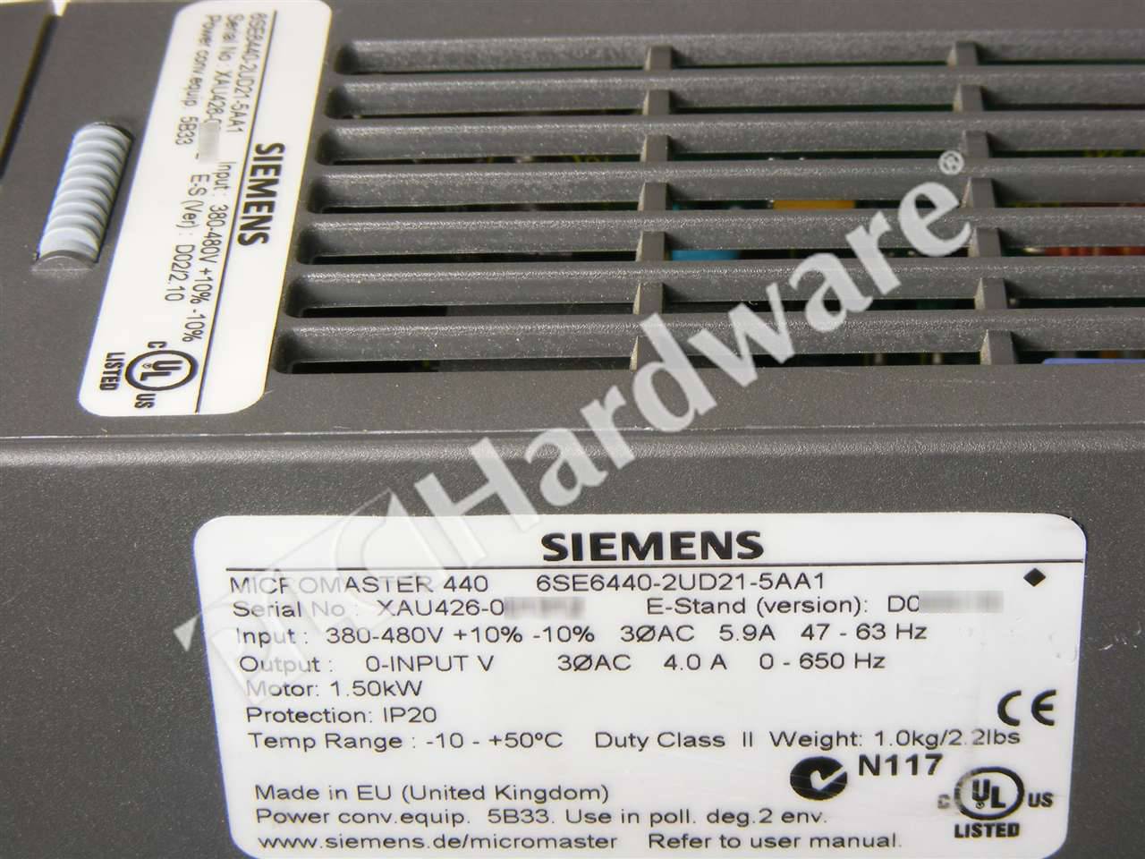 PLC Hardware - Siemens 6SE6440-2UD21-5AA1, Used PLCH Packaging