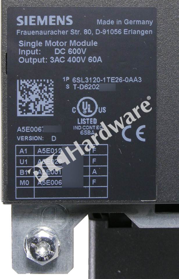 PLC Hardware - Siemens 6SL3120-1TE26-0AA3, Used PLCH Packaging