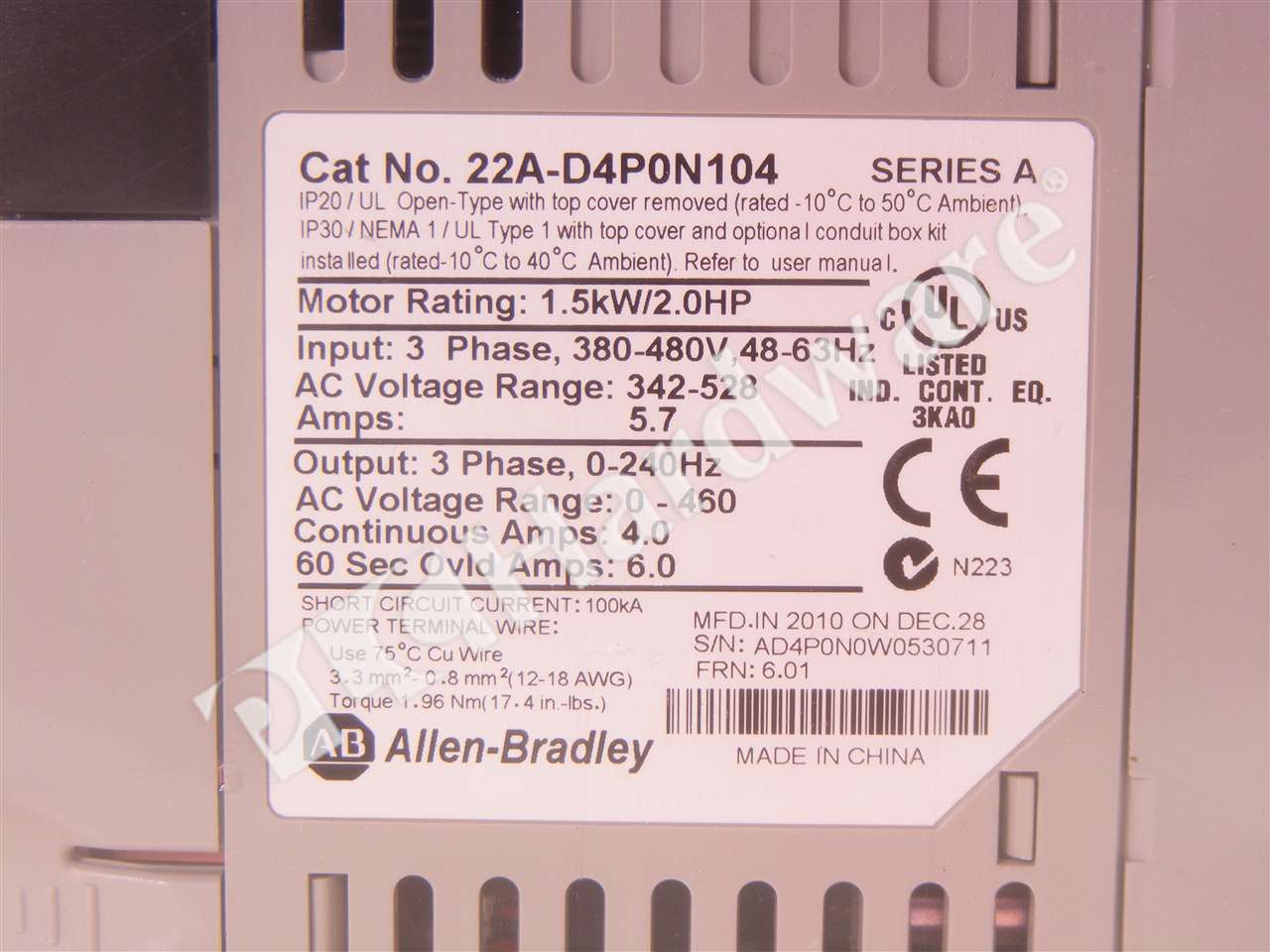 NEW SEALED* Allen Bradley 22A D4P0N104 PowerFlex 4 2HP  