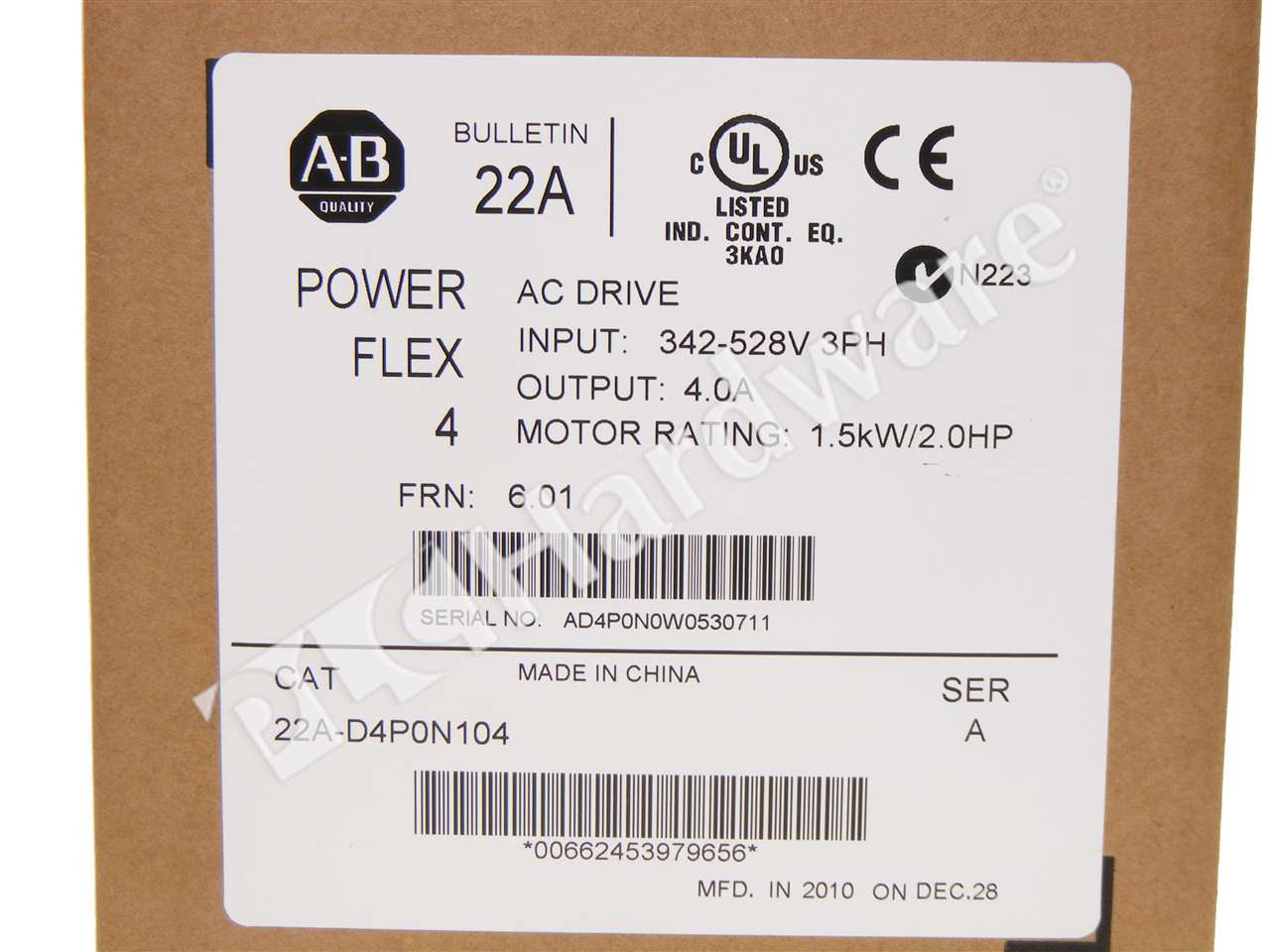 NEW SEALED* Allen Bradley 22A D4P0N104 PowerFlex 4 2HP  